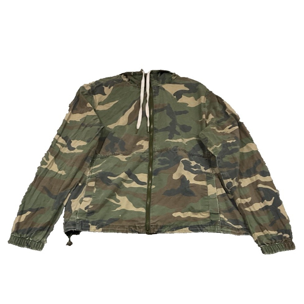 Forever 21 Jacket Womens Sz M‎ Camo Zip Up Drawstring Utility Military Coat